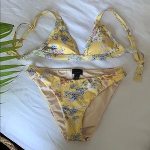 LA Hearts Floral Yellow Bikini